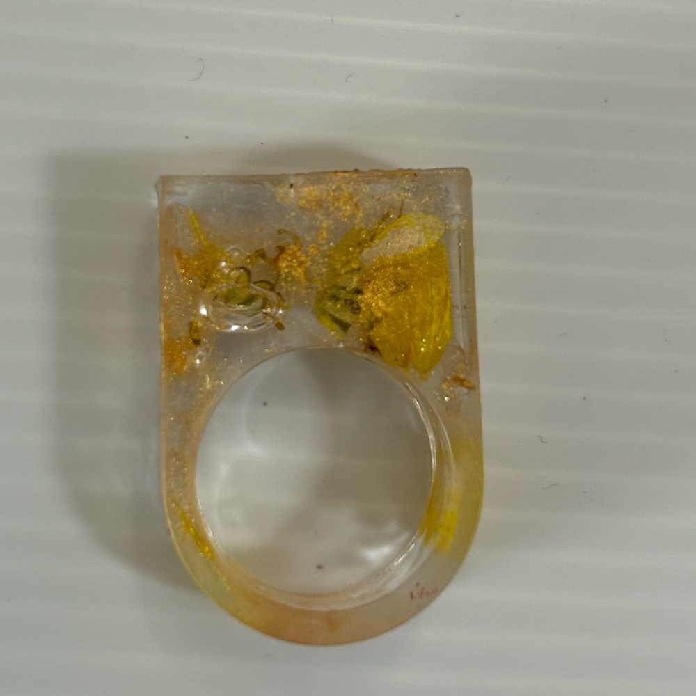 Resin Yellow Sunflower Ring Square Women’s Ring
